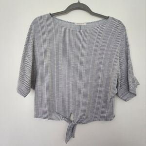 Caution to the Wind Tie Front Blue Top Size Small